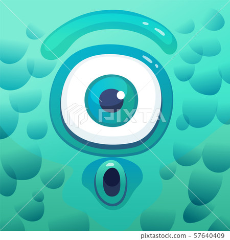 Suprised cartoon cyclops monster in square frame Suprised cartoon cyclops monster in square frame 57640409