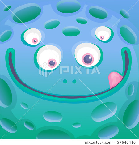 Big friendly monster with four eyes smiling and showing tongue Big friendly monster with four eyes smiling and showing tongue 57640416