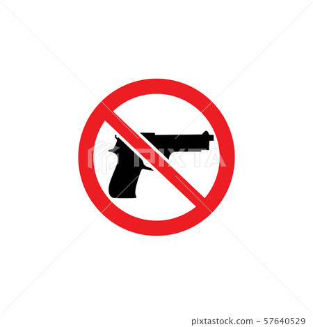 Ban on weapons, no gun sign and icon. 57640529