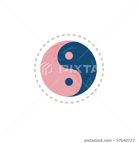 Blue and pink yin yang symbol isolated on white background 57640727