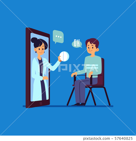 Doctor consultation online medicine concept flat vector illustration background. 57640825