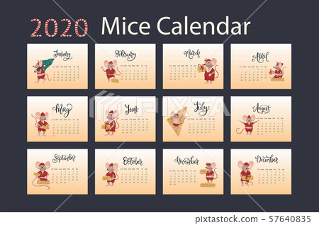 New Year 2020 mouse calendar. 57640835