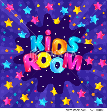 Kid's playroom banner with colorful letters and stars cartoon vector illustration. 57640888
