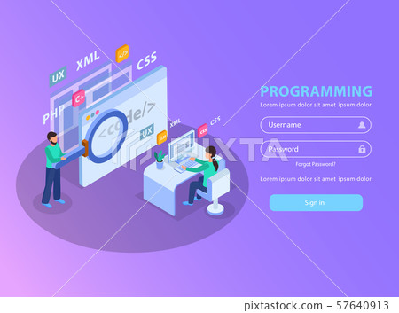 Web Programming Isometric Background - Stock Illustration [57640913 ...