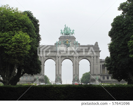 The Triumphal Arch in Cinquantenaire Parc in Brussels, Belgium 57641096