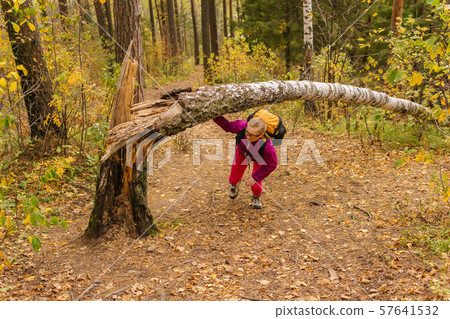 young woman overcomes an obstacle while doing young woman overcomes an obstacle while doing 57641532