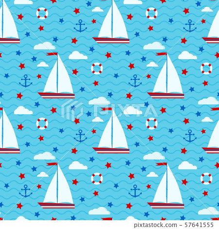 Marine cute vector seamless pattern with... - Stock Illustration ...