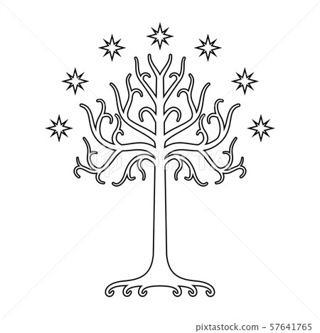White Tree of Gondor. Isolated black and white eps White Tree of Gondor. Isolated black and white eps 57641765
