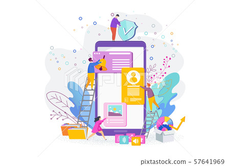 Tiny people are designing a mobile website. Tiny people are designing a mobile website. 57641969