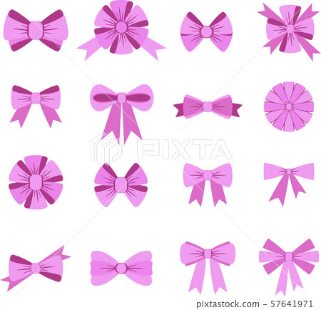 Elegant lilac bows from a wide ribbon. Decor for greeting cards Elegant lilac bows from a wide ribbon. Decor for greeting cards 57641971