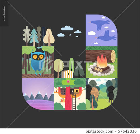 Simple things - forest set composition on a black Simple things - forest set composition on a black 57642036