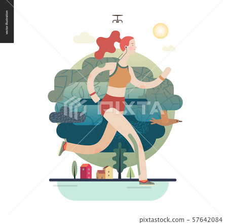 Runners - girl exercising Runners - girl exercising 57642084