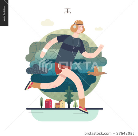 Runners - guy exercising Runners - guy exercising 57642085