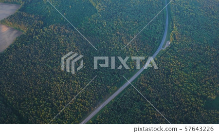 Flight over the Russian fields and water purification station. Flight over the Russian fields and water purification station. 57643226