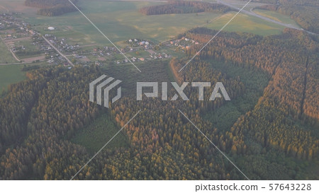 Flight over the Russian fields and villages. Flight over the Russian fields and villages. 57643228