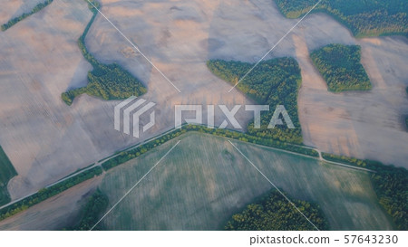 Flight over the Russian fields and villages. Flight over the Russian fields and villages. 57643230