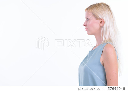 Profile view of young beautiful blonde woman 57644946