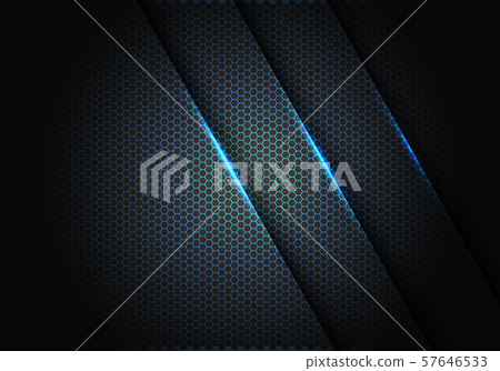 Abstract blue light on hexagon mesh pattern in dark grey design modern luxury futuristic background vector illustration. 57646533