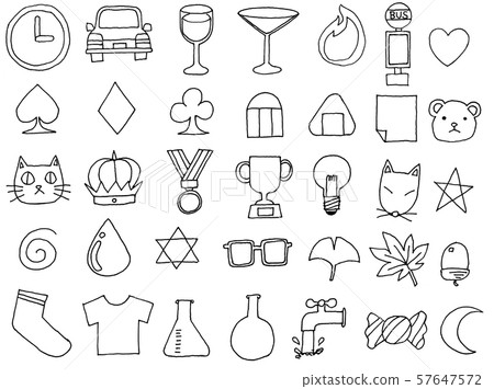 Icon mini illustration collection [hand drawn] [analog illustration set] [with line drawing] 57647572