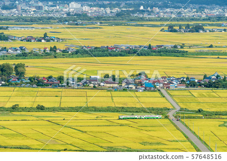 Golden countryside and Tadami Line train Misato Fukushima Golden countryside and Tadami Line train Misato Fukushima 57648516