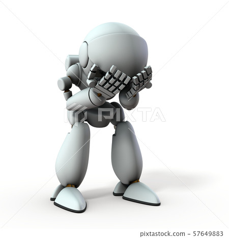 AI robot suffering from holding its head AI robot suffering from holding its head 57649883