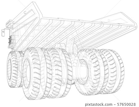 Dump truck isolated. Vector rendering of 3d. Wire-frame style. The layers of visible and invisible 57650028
