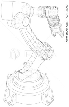 Industrial robot manipulator. Wire-frame on white background. EPS10 format. Vector created of 3d 57650263