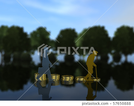 CG 3D illustration 3D silhouette Elderly elderly Elderly old age Cost of living 57650888