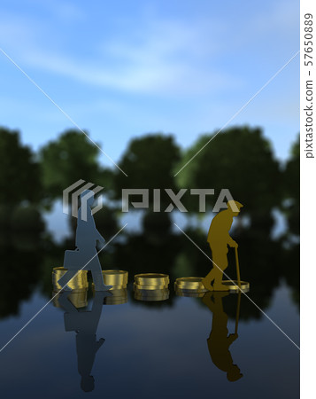 CG 3D illustration 3D silhouette Elderly elderly Elderly old age Cost of living 57650889