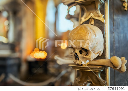 Human skulls and bones in ossuary Sedlec Kostnice 57651091