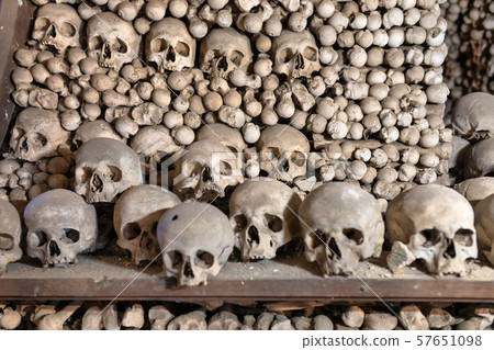 Human skulls and bones in ossuary Sedlec Kostnice 57651098