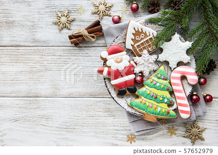 Christmas cookies and Christmas tree 57652979