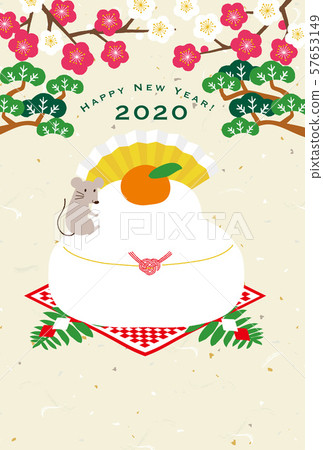 新年的卡片鏡子和老鼠例證日本紙背景 新年的卡片鏡子和老鼠例證日本紙背景 57653149