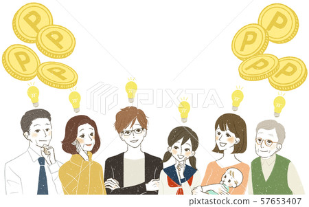 Various generations-Points-Smiles and inspiration-Copy space Various generations-Points-Smiles and inspiration-Copy space 57653407