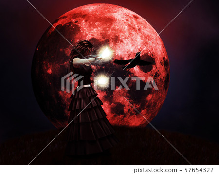 Red moon and witch Red moon and witch 57654322