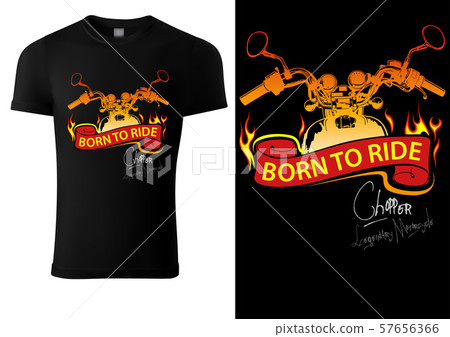 Black T-shirt Design with Motorcycle 57656366