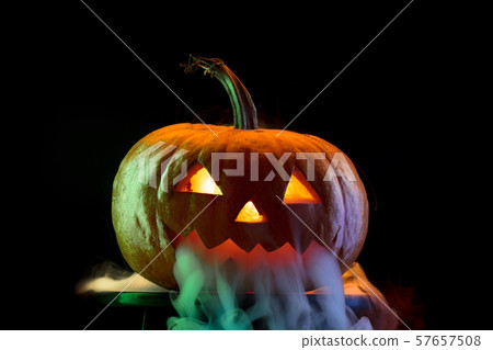 Halloween pumpkin head jack lantern with scary evil face Halloween pumpkin head jack lantern with scary evil face 57657508