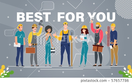 Construction, Repair Service Flat Vector Banner 57657786