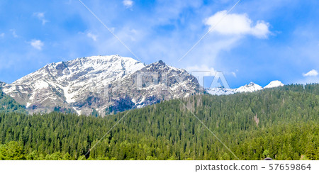 Gulmarg village surrounded by snow frozen Himalayas glacier  Gulmarg village surrounded by snow frozen Himalayas glacier  57659864