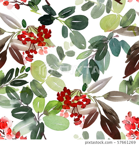 Seamless watercolor Christmas pattern - Stock Illustration [57661269 ...