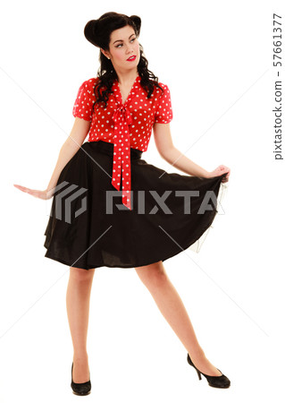 Retro. Full length of woman girl in pinup style 57661377