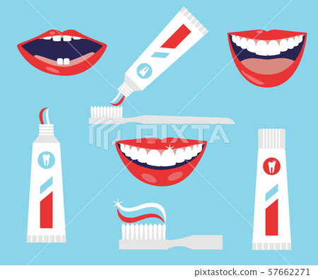 Dental cleaning tools. Oral care and hygiene... - Stock Illustration ...
