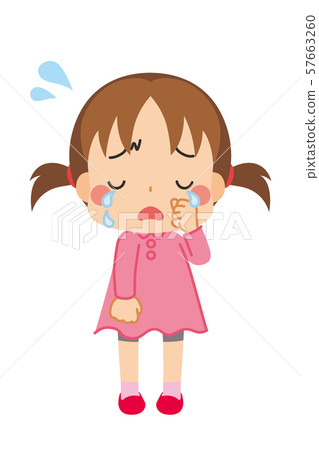 Twin tailed girl crying 57663260
