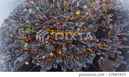 Aerial top view of Hong Kong Downtown, Republic of Aerial top view of Hong Kong Downtown, Republic of 57665925