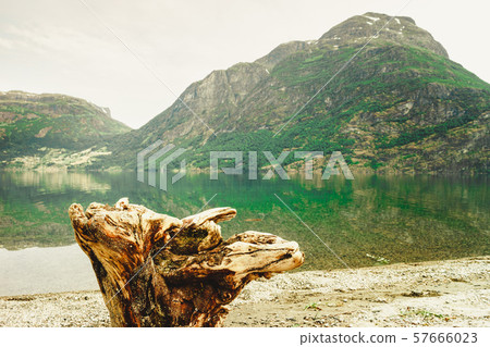 Mountains and lake in Norway, 57666023
