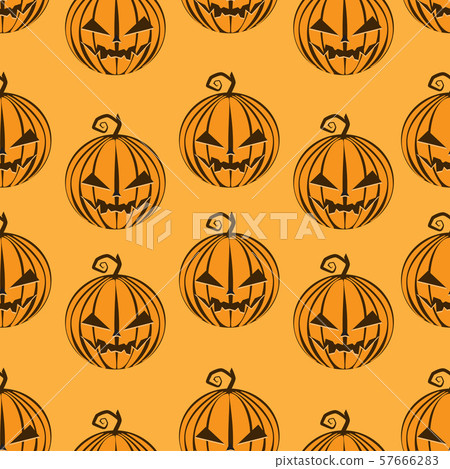 Pumpkins pattern seamless on orange happy... - Stock Illustration ...
