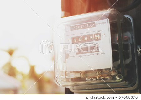 Electric power meter measuring power usage. Watt hour electric meter Electric power meter measuring power usage. Watt hour electric meter 57668076