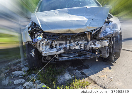 car crash accident on the road. Motion effect 57668889