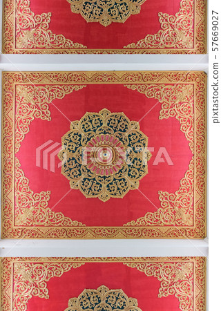 Temple ceiling orange color interior. Temple ceiling orange color interior. 57669027