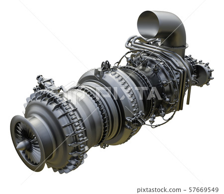 Gas turbine engine of power plant. 3d rendering 57669549